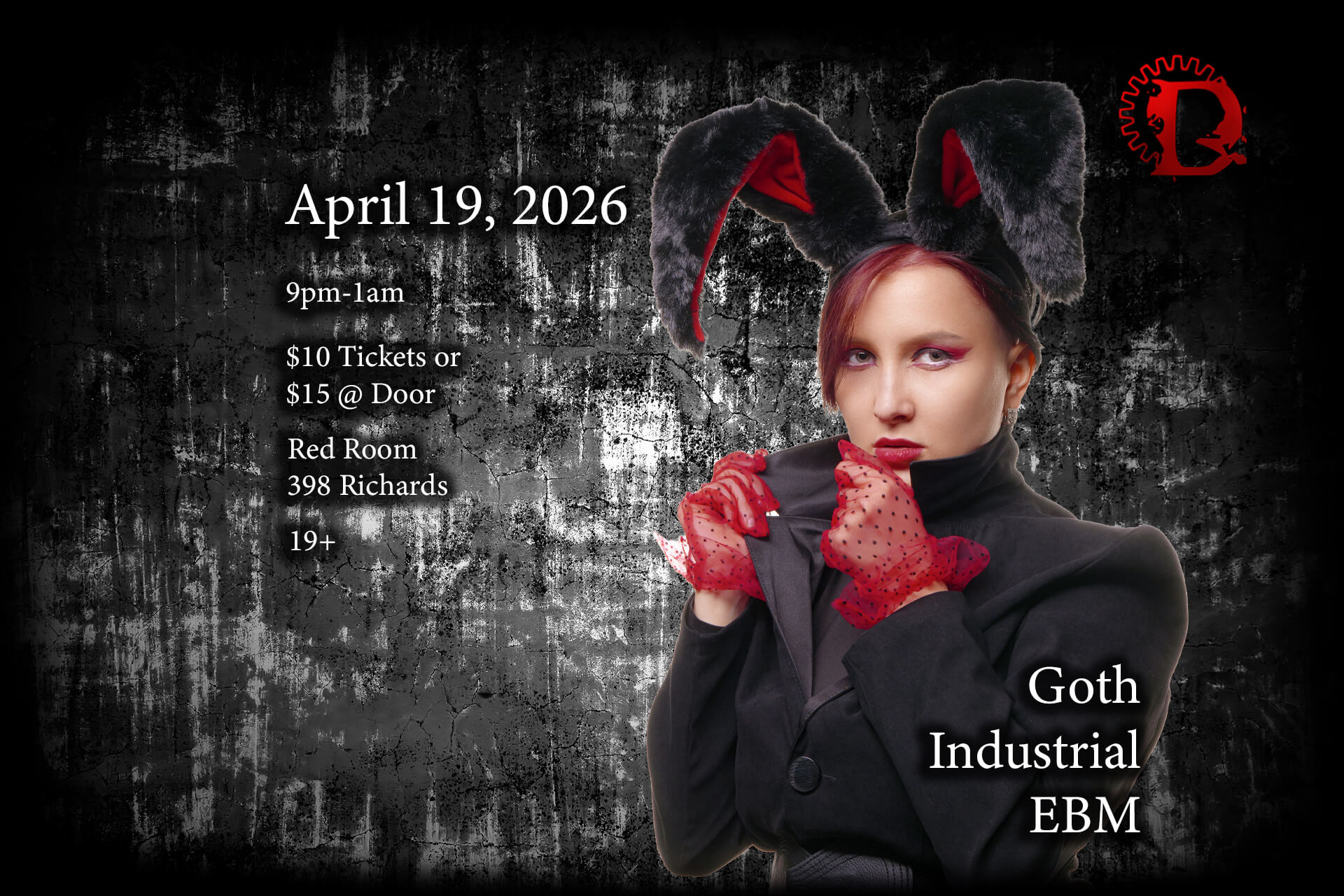 gothic woman with bunny ears